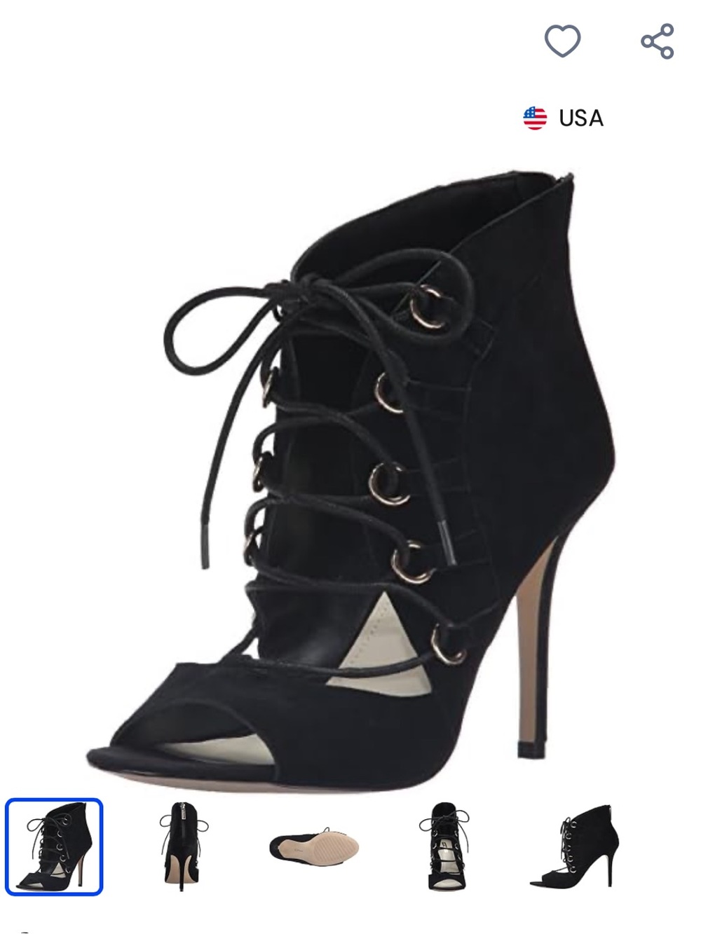 BCBG Deitdra Dress Sandal Black Lace-Up Peep Toe Stiletto Ankle Boot